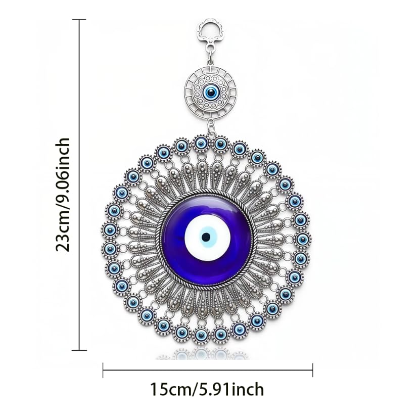 ZIBUYU Evil Eye Wall Hanging for Home Décor featuring Handmade Glass Beads & Metal Accents | Symbolic Gift Ornament for Protection and Good Luck