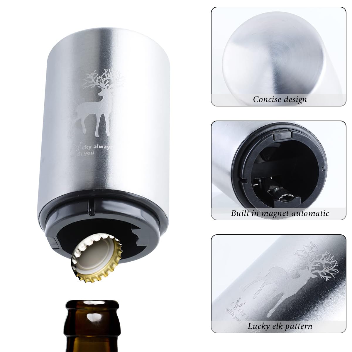 Supvox Automatic Bottle Opener featuring Push Down Mechanism and Stainless Steel Design | Gift for Beer Lovers