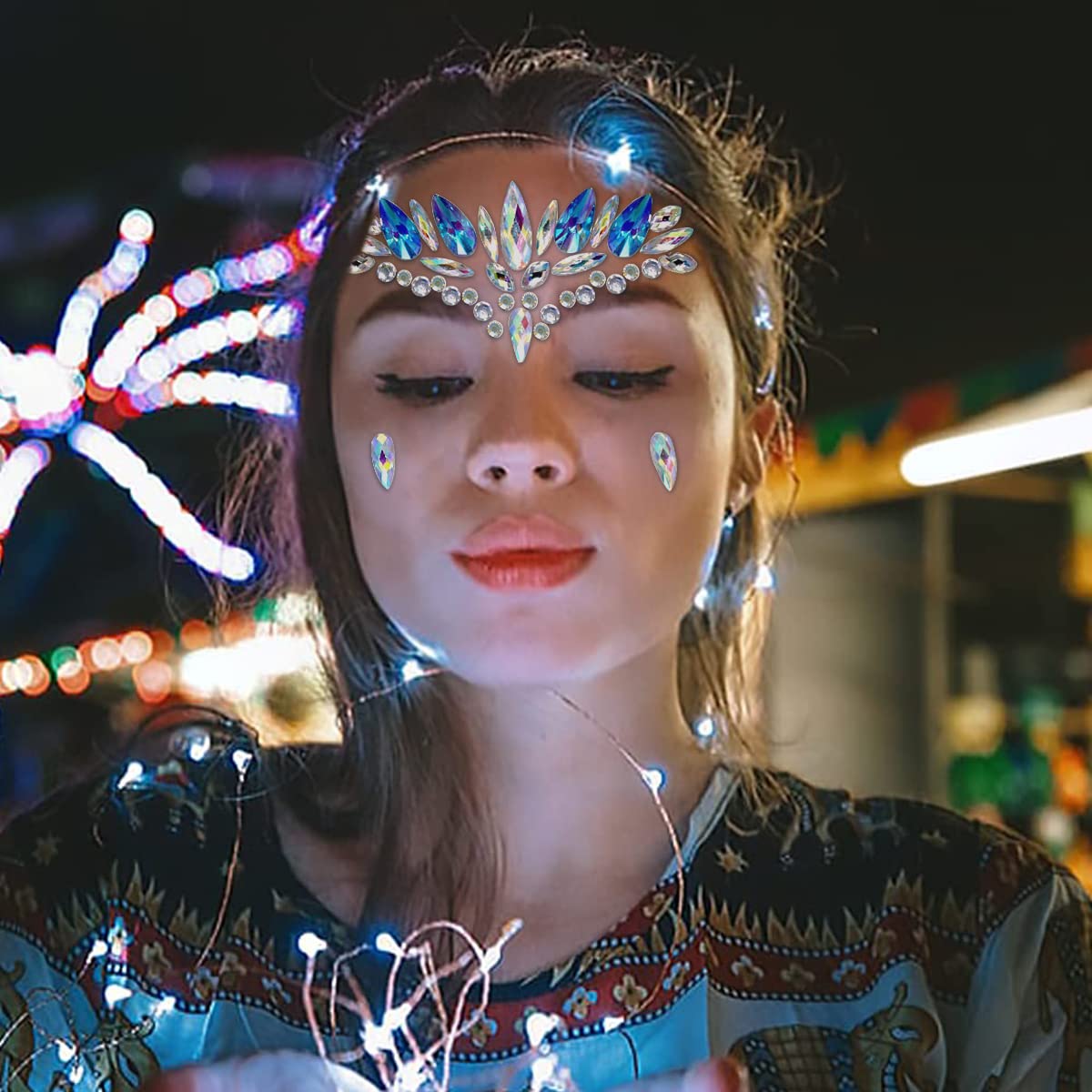 MAYCREATE Face Gems for Festival Makeup and Party Looks featuring Self Adhesive Rhinestone Jewels | Acrylic Crystal Stickers for Women and Girls