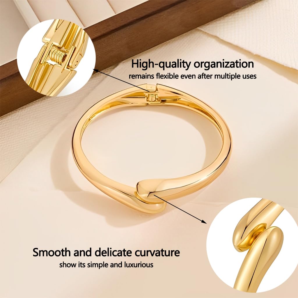 Zibuyu Gold Bangle Bracelet for Women featuring 21CM Adjustable Twist Cuff | Gift Jewelry