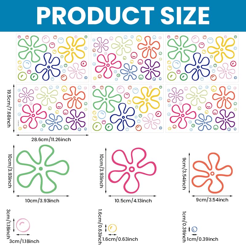 HASTHIP Flowers and Bubbles Wall Decals for Home Decoration with 177 Pcs PVC Stickers