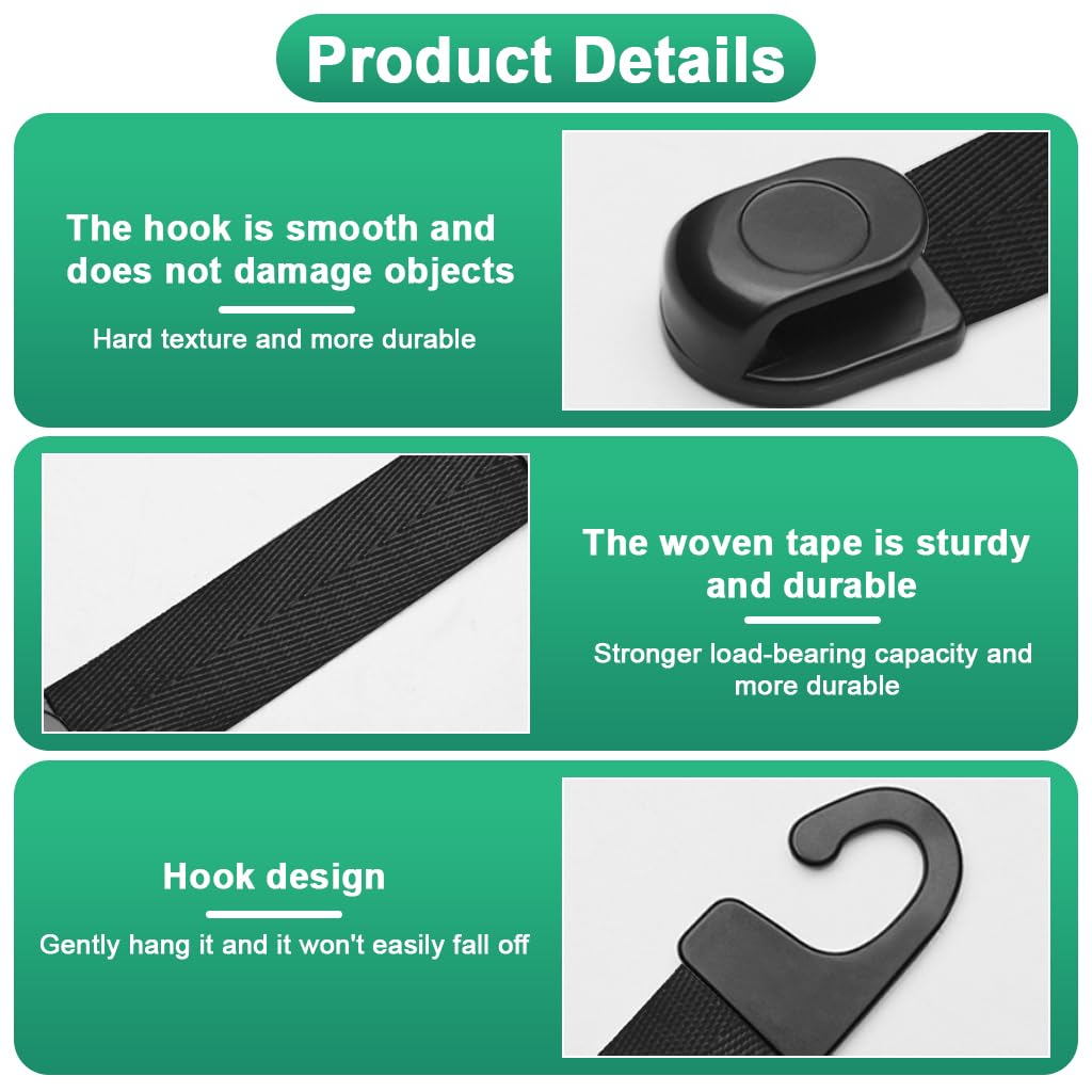 STHIRA Car Headrest Bag Hanger for Backseat Organization with Snap-on Strap | 4Pcs Set