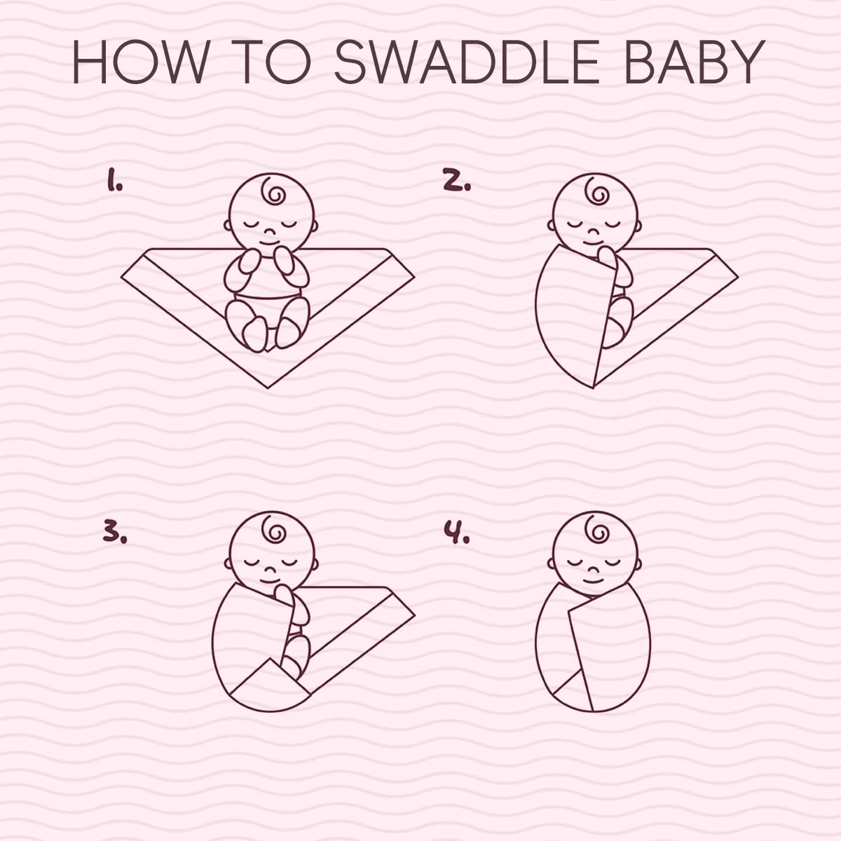 SNOWIE SOFT baby swaddle set for newborns with 76x76cm flannel muslin wraps | pink cartoon design