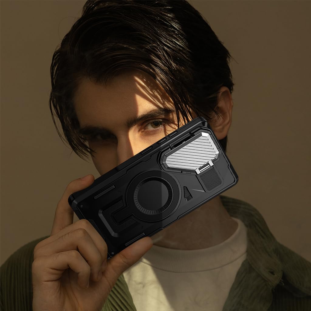 ZORBES Samsung Galaxy S24 Ultra Case with Magnetic Ring Stand and Kickstand | Black 3 PCS