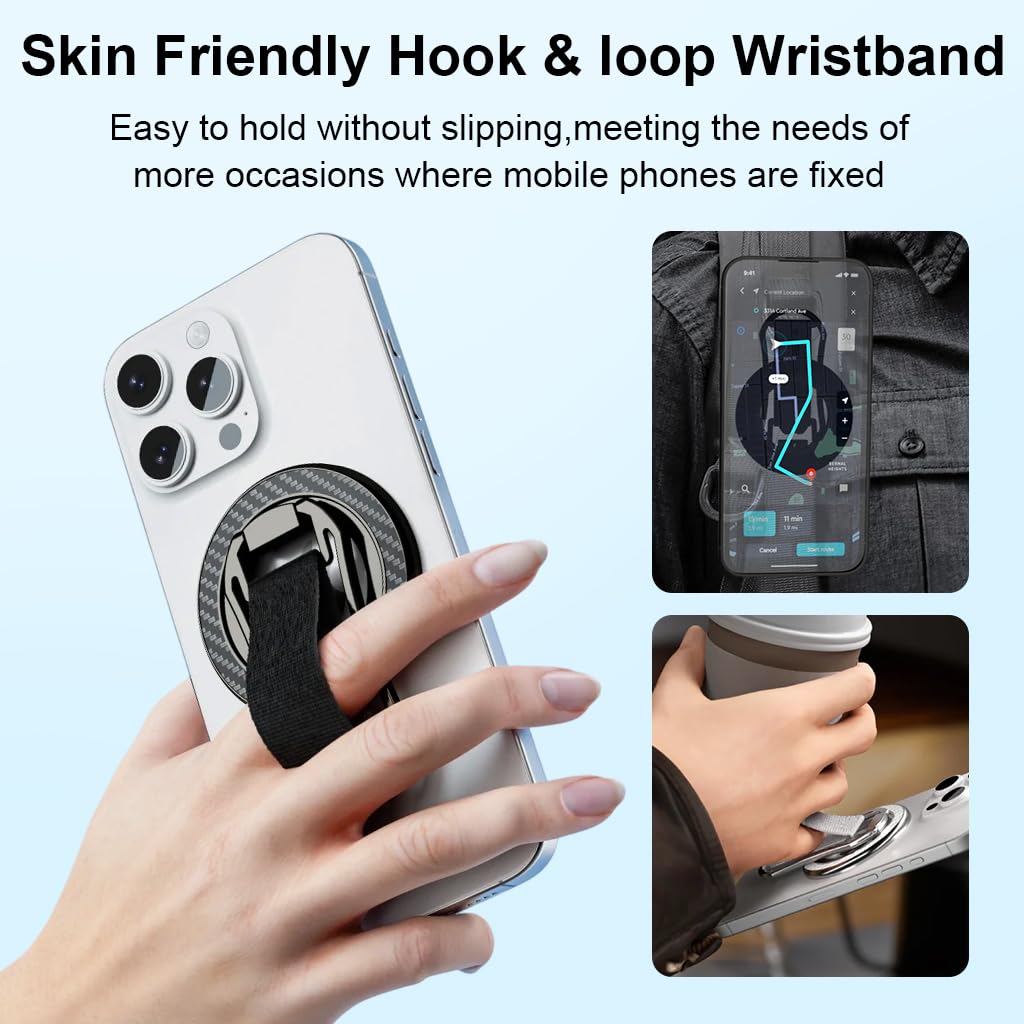 ZORBES Magnetic Phone Grip Strap with 360 Degree Swivel Kickstand and Metal Design | Universal Detachable Holder for Hands Free Viewing