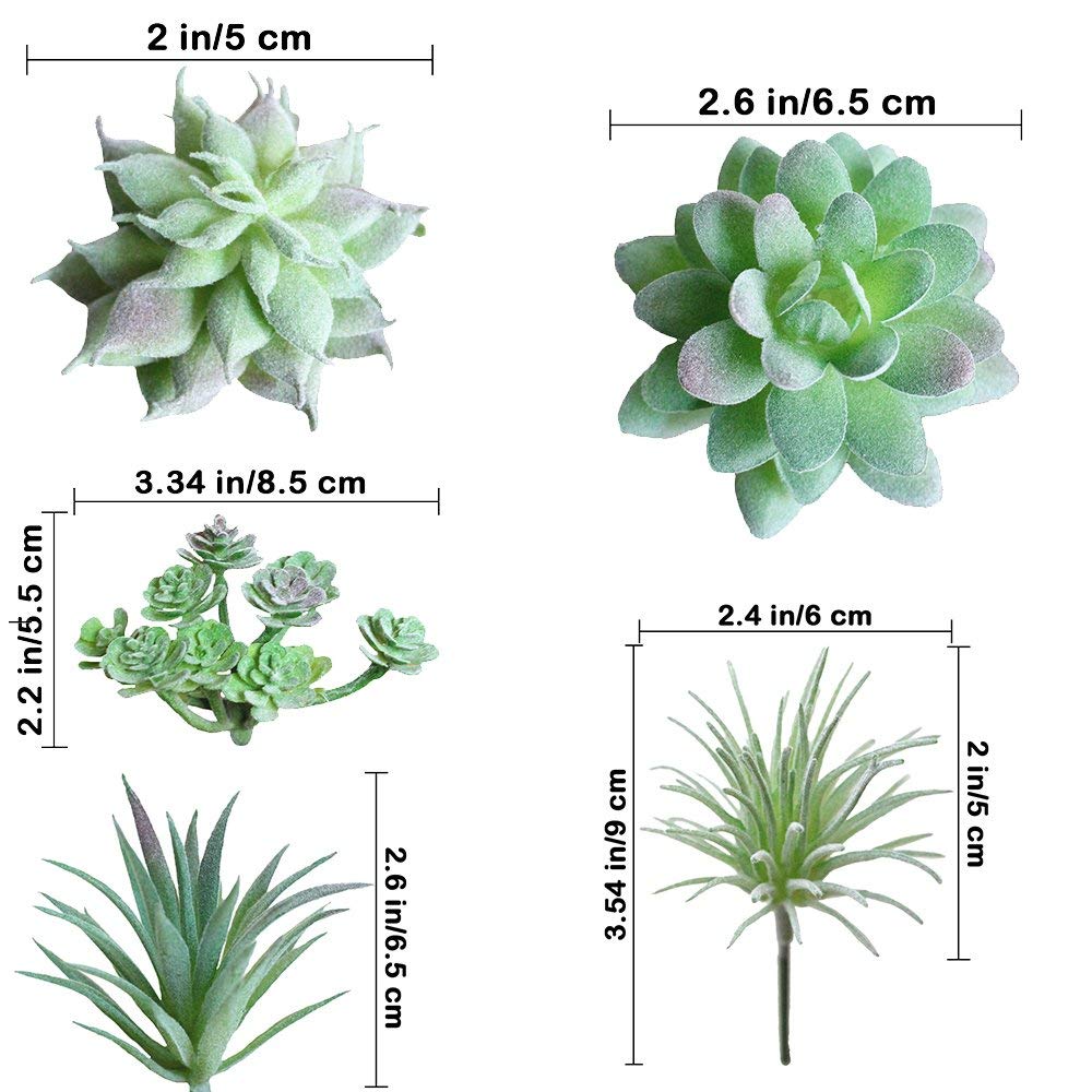 HASTHIP 11Pcs Artificial Succulent Plants, Faux Succulent in Flocked Green in Different Type Different Size, Mini Artificial Plants Desk Decor, Computer Desktop Decoration