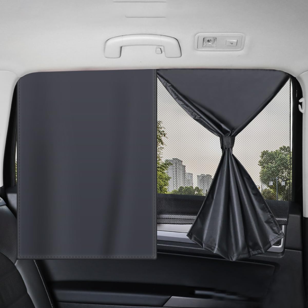 STHIRA Window Magnetic Sliding Curtain for Car with 10 Magnets and 27.9x16.1 in Double-Layer Mesh | UV Protection and Privacy