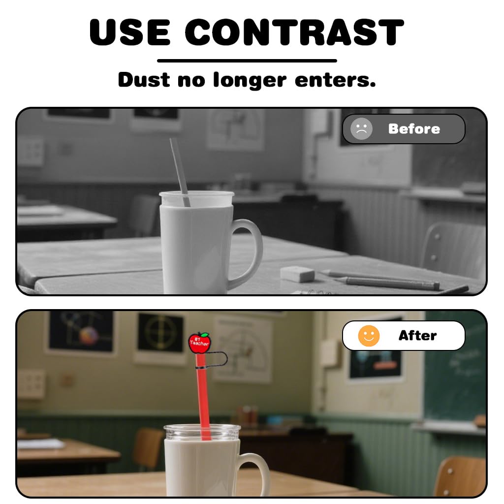 HASTHIP Straw Cap Set for Stanley Cup featuring 12pcs Silicone Lids for 9–10mm Straws | Charming Cup Accessories