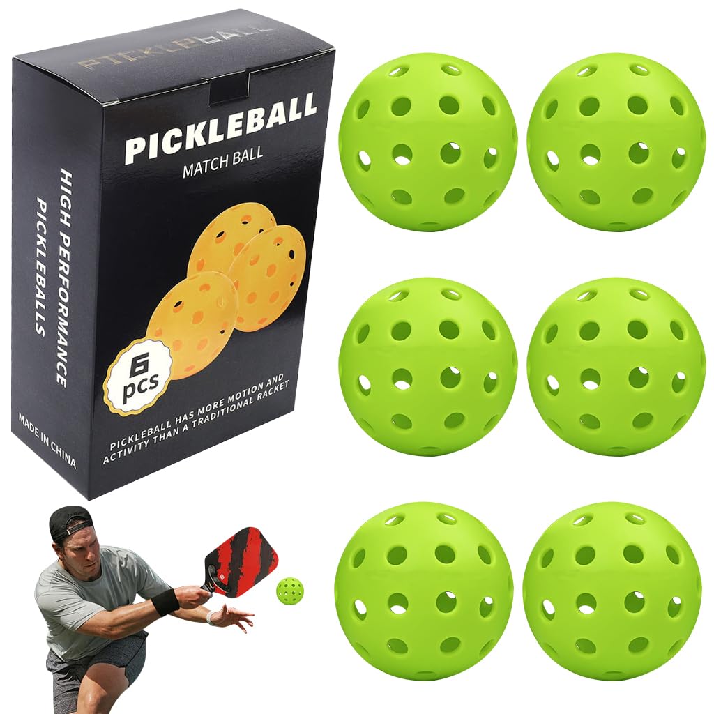 Proberos® 6Pcs Outdoor Pickleball Balls 74mm Diameter Pickleball Balls Hard PE 40-Hole Pickleball Balls High Elasticity Outdoor Pickleball Balls