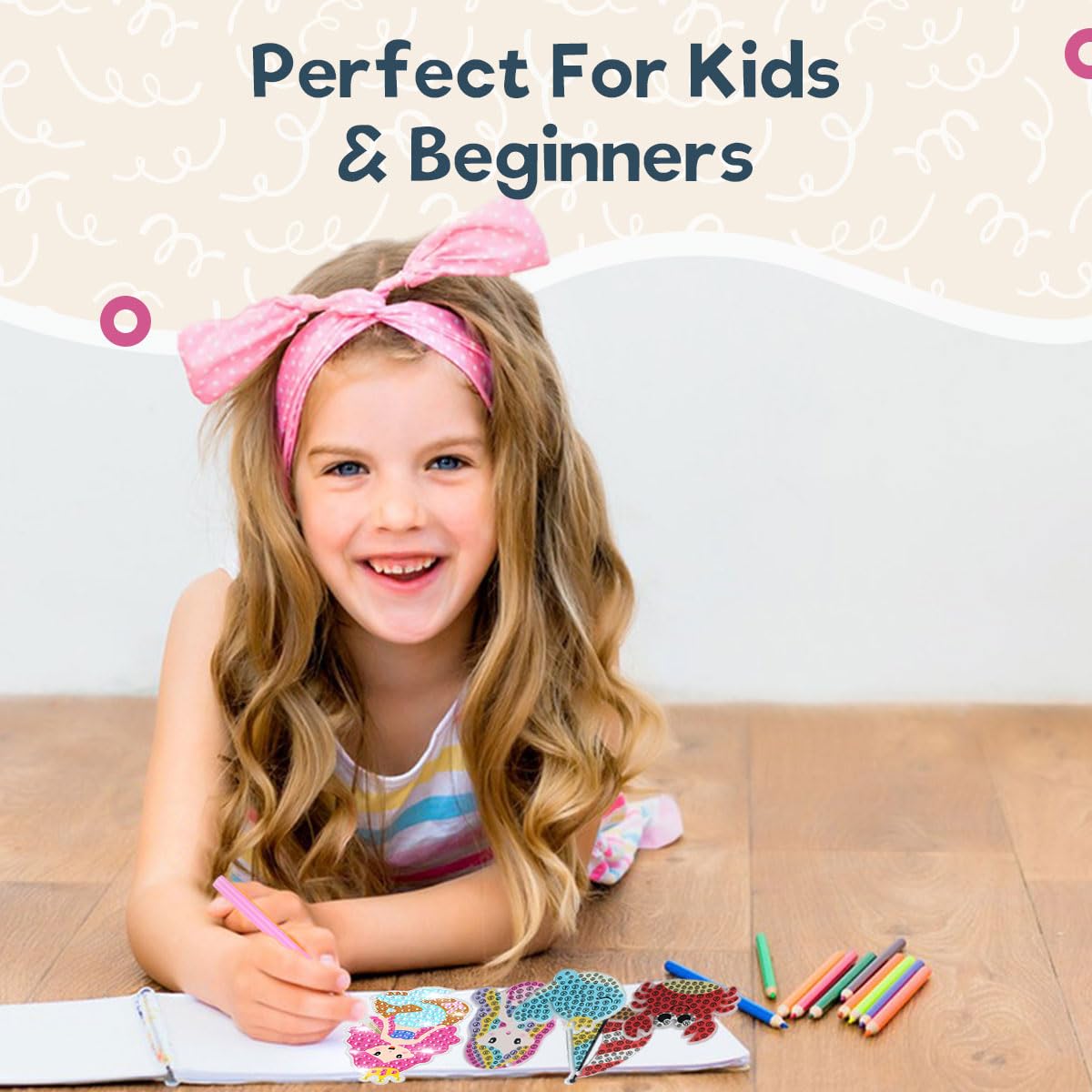 PATPAT DIY Diamond Art Keychain Kit for Kids with 15 Cartoon Mermaid Designs | Complete Craft Set