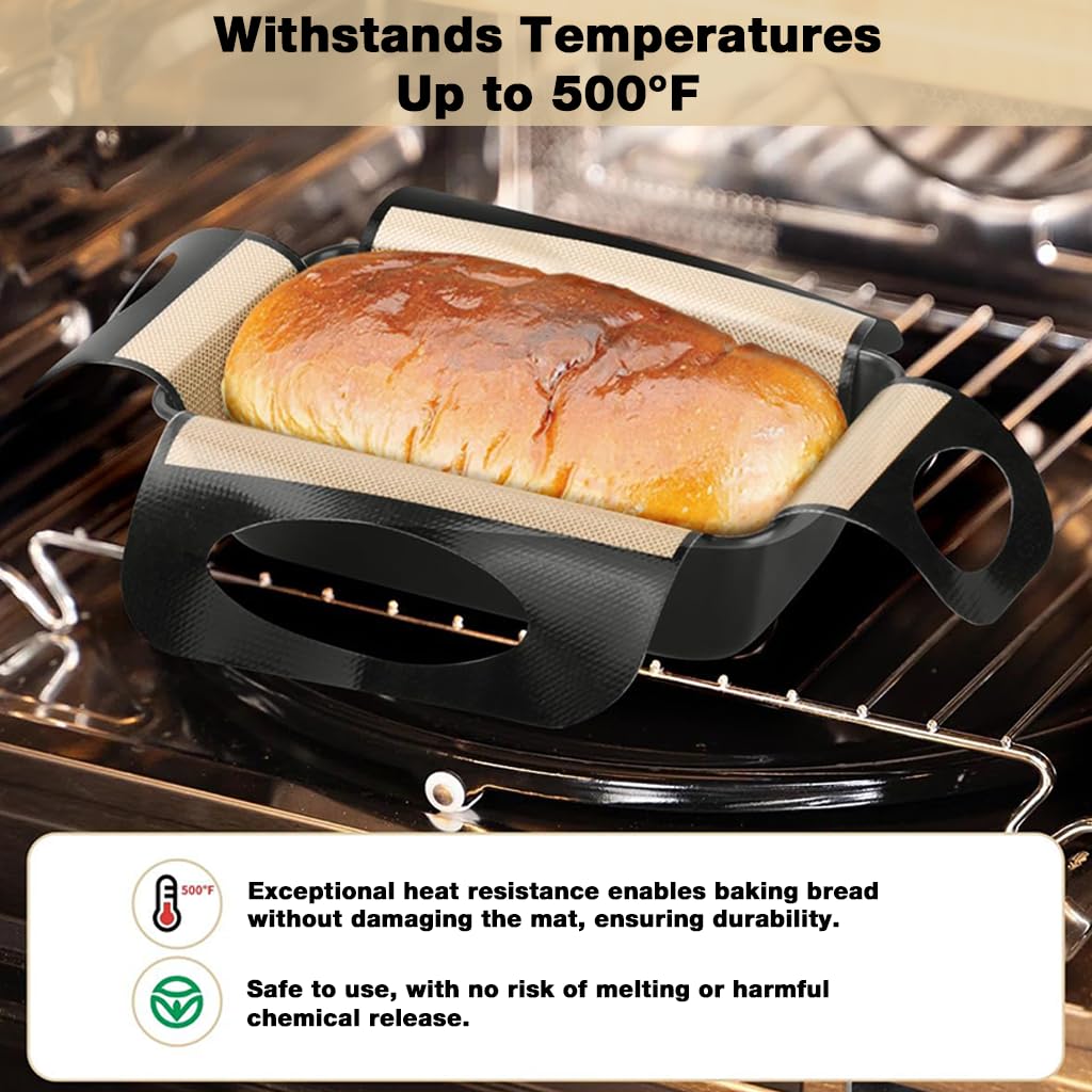 ZIBUYU Silicone Bread Loaf Pan Liner for 9x5 in Pans with 4 Handles and Non Stick Surface
