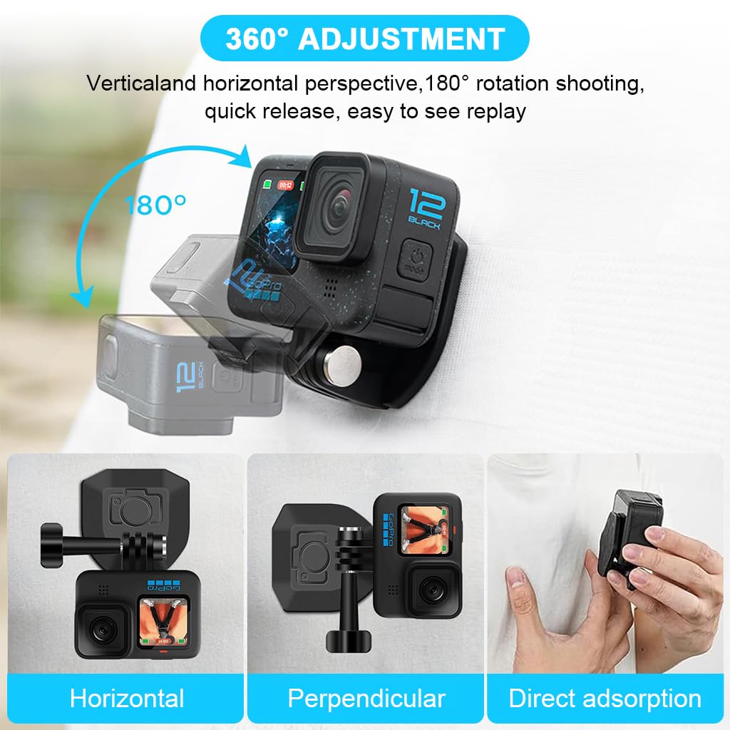 ZORBES Magnetic Action Camera Neck Mount for Hands-Free POV Filming with Adjustable Nylon Cord | Universal Compatibility and Lightweight Design