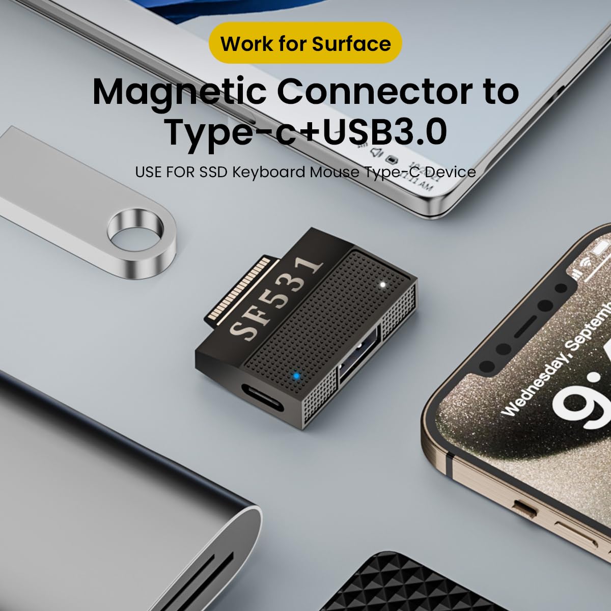 ZORBES Surface Connect to USB C Adapter with 10Gbps Data Transfer and PD Charging | for Surface Pro 3–9 and Go