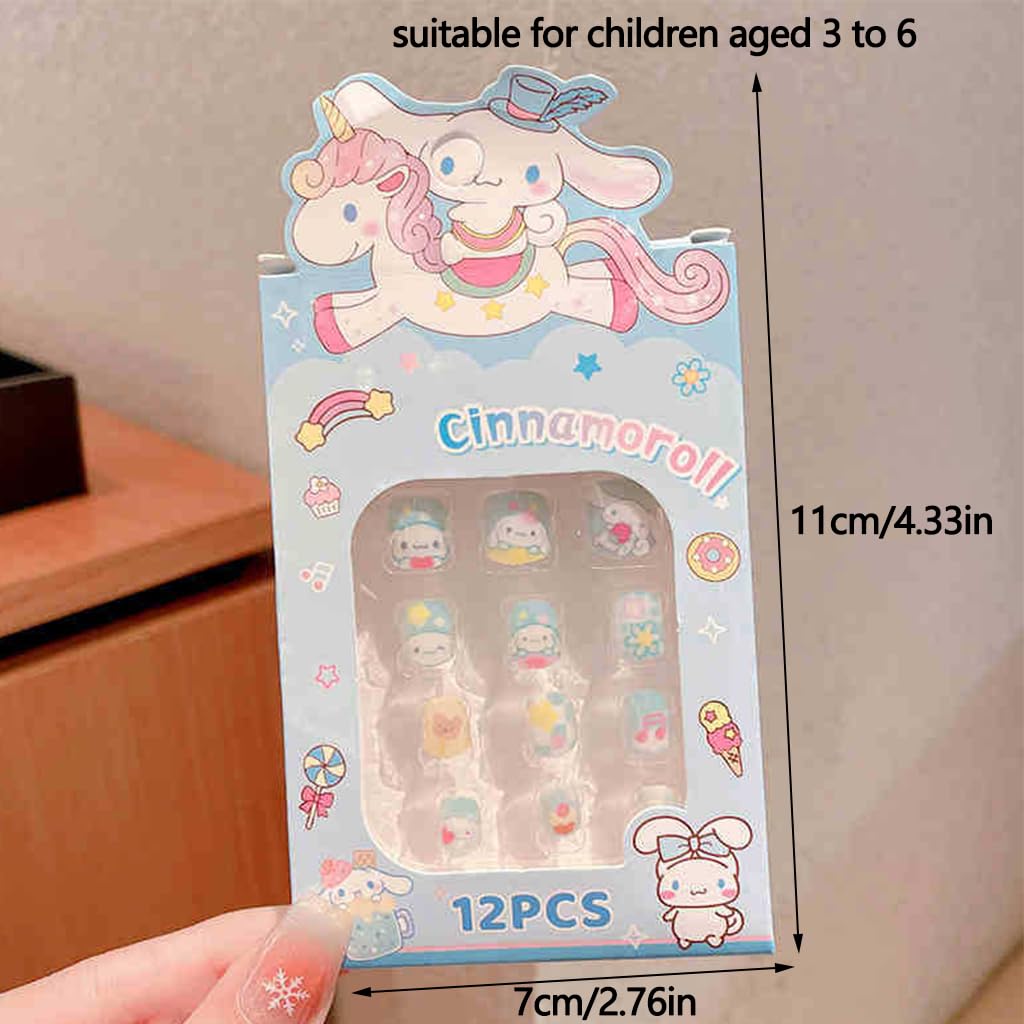 ZIBUYU Press on Nails Kit for Kids with Jelly Glue featuring 4 Cartoon Sets | Reusable DIY Manicure