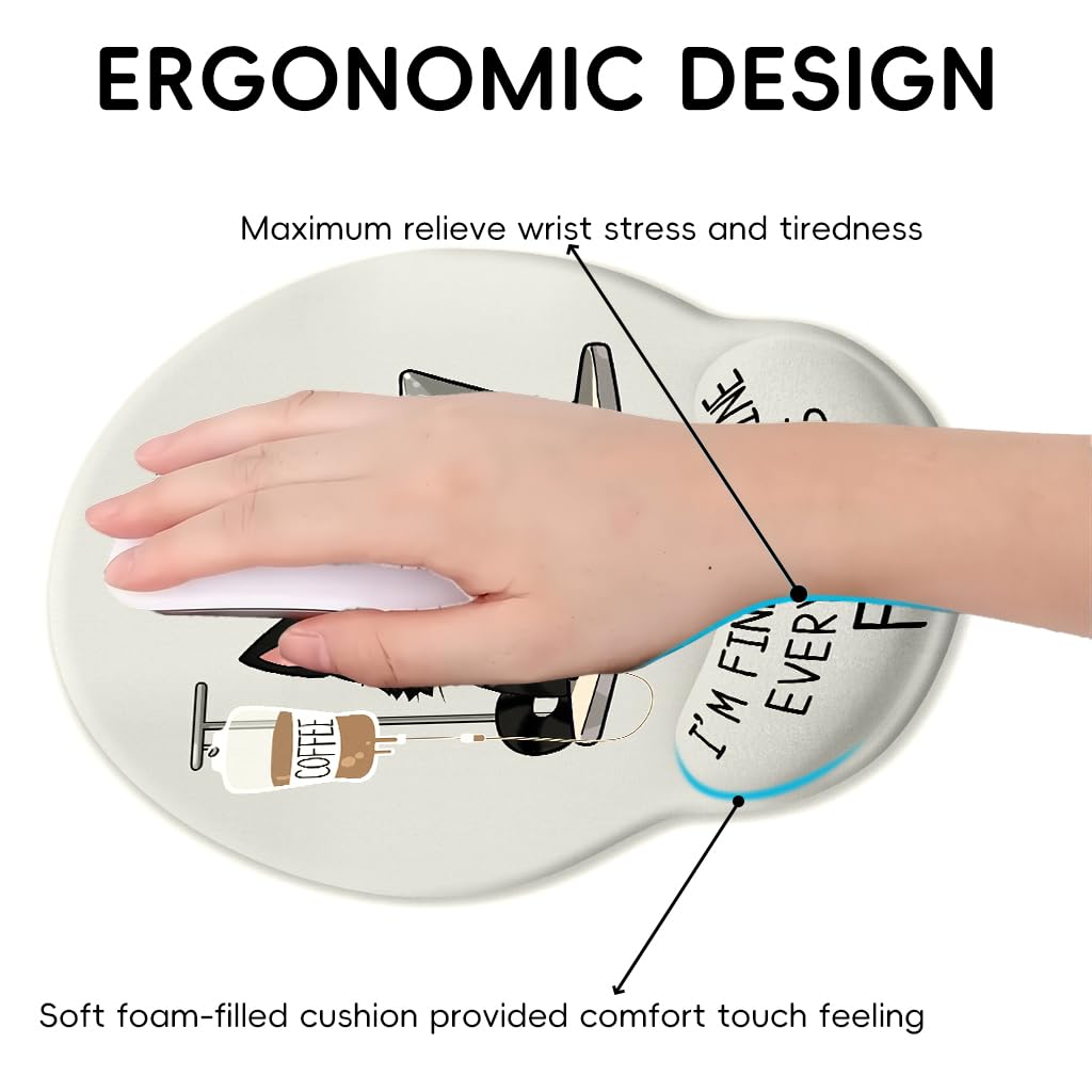 ZORBES Mouse Pad with Wrist Support for Office and Home featuring Soft Gel Rest | Funny Cat Motivational Design