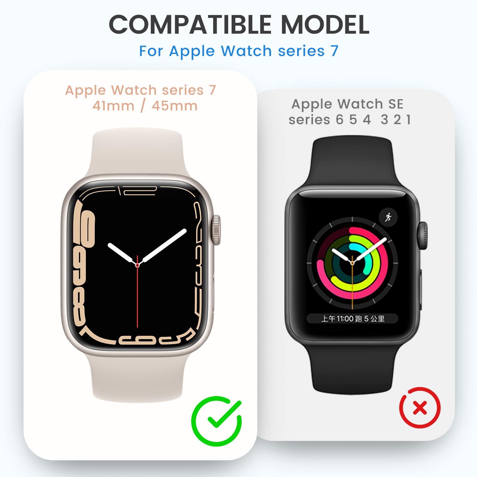 ZORBES Waterproof Hard Case for Apple Watch Series 7 45mm with 9H Tempered Glass | Daily Water Protection