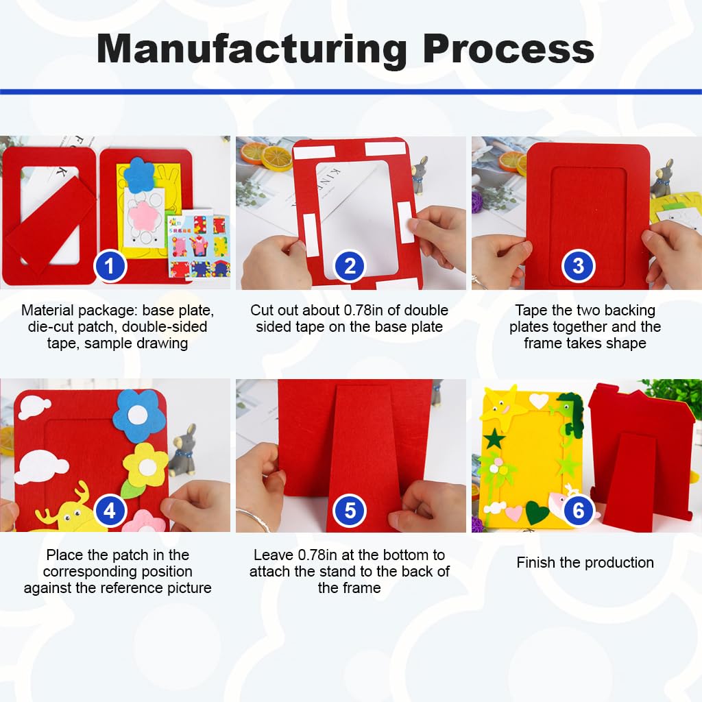 HASTHIP DIY Fabric Photo Frame Kit for Kids with 6 Cartoon Styles | Non Woven Craft Set