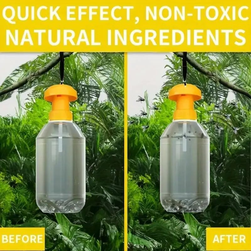 ZIBUYU Cap Dispensers for Fly Trap Attractant 4Pcs with Wick System and Hanging Loop | Reusable Plastic Outdoor Fly Control