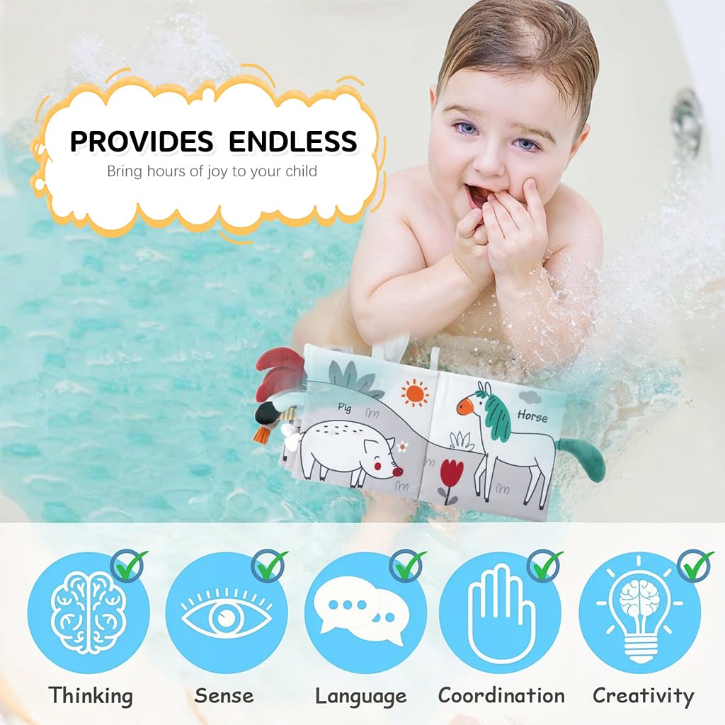 SNOWIE SOFT Rabbit Baby Books for 0–12 Months with Nontoxic Fabric | 2PCS Sensory Toy