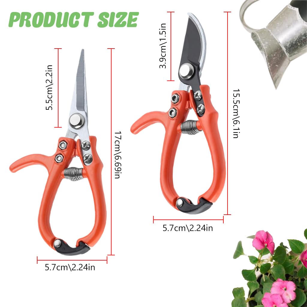 Supvox Gardening Scissors 2 Pack for Flowers and Bonsai with Safety Lock and 3mm High Carbon Steel Blades
