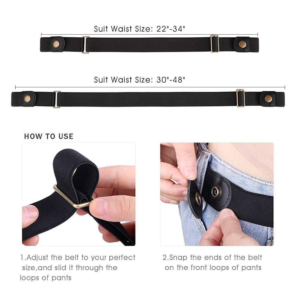 PALAY No Buckle Elastic Belt for Women and Men featuring Invisible Stretch Fit Up to 48 in | Black