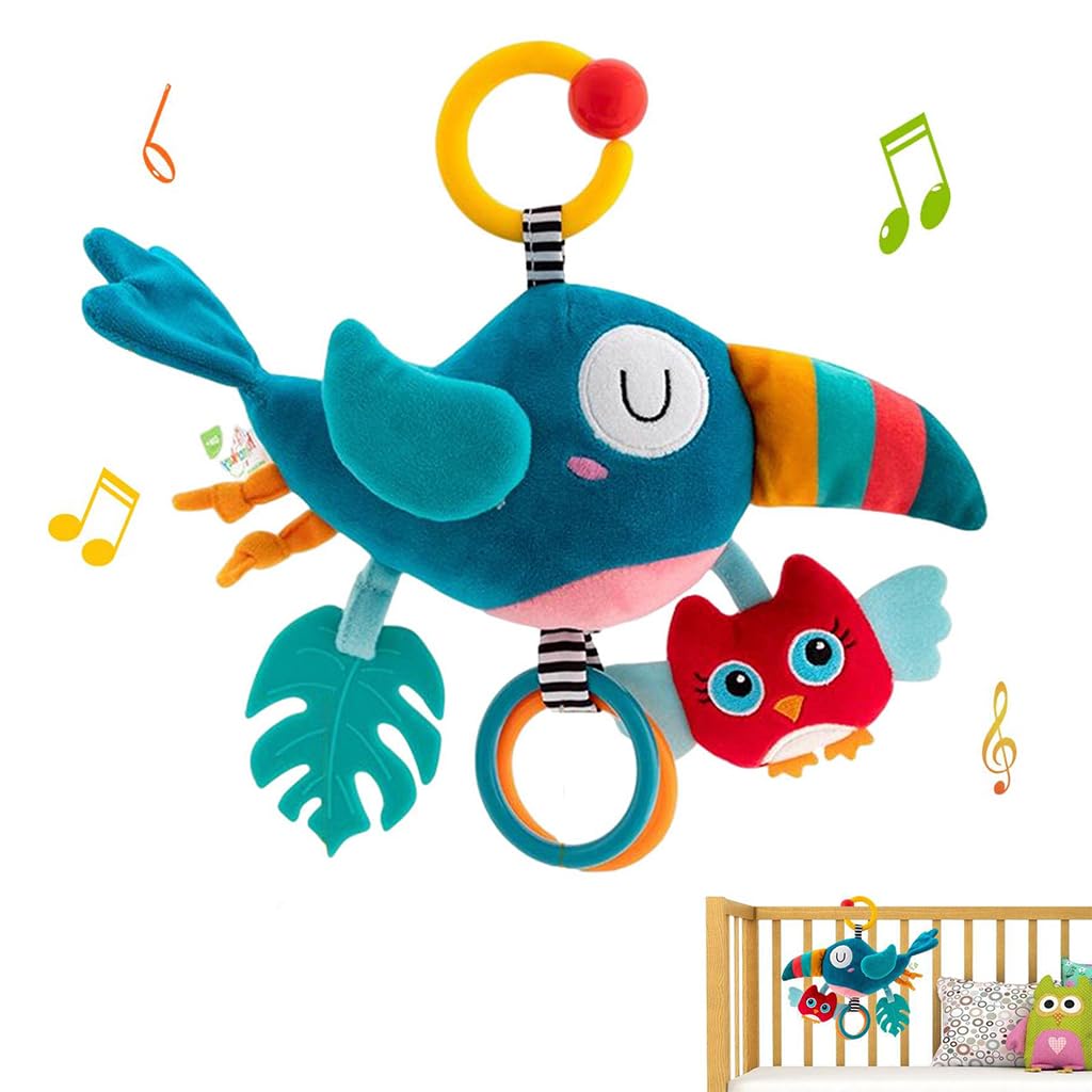 PATPAT® Cute Cradle Hanging Toy for Baby Stroller Hanging Toy Sensory Toy Crib Hanging Toy Soft Stuff Toy Woodpecker Toy Teether Toy Rattle Toy for Toddlers Shower Gift for Baby (Blue)