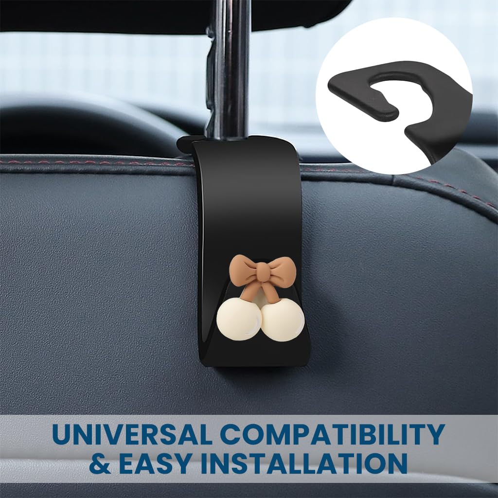 ZIBUYU Car Headrest Hooks for Seat Organization with 360° Rotating ABS Design | 2 Pack