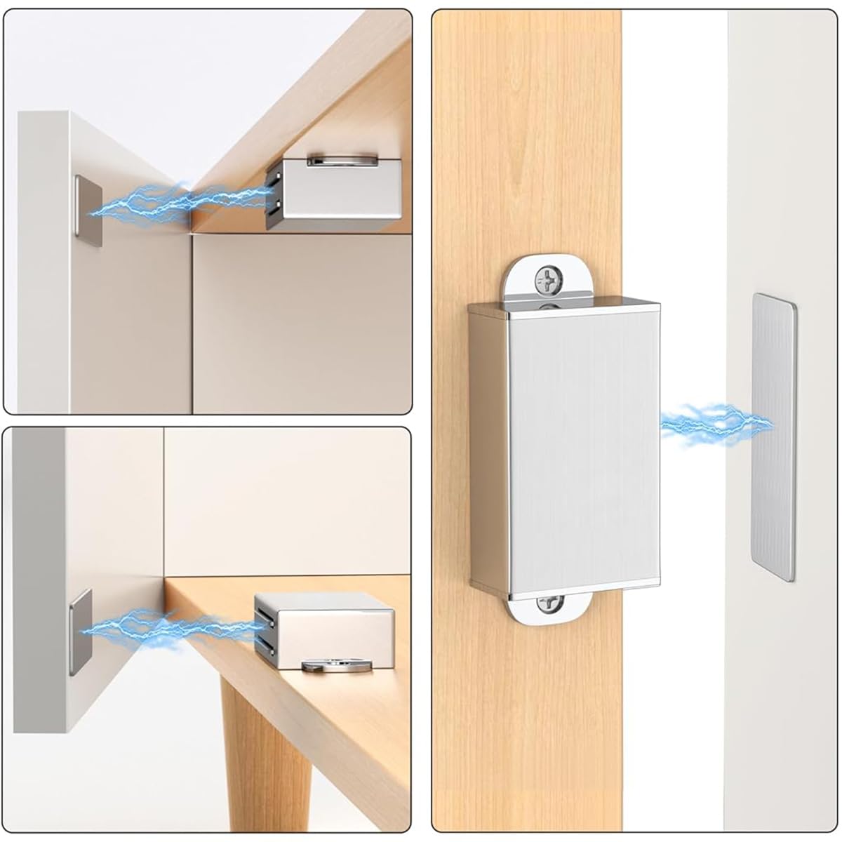 Serplex Cabinet Door Catches for Cabinets and Closets featuring Strong Magnet | 4Pcs Brushed Stainless Steel