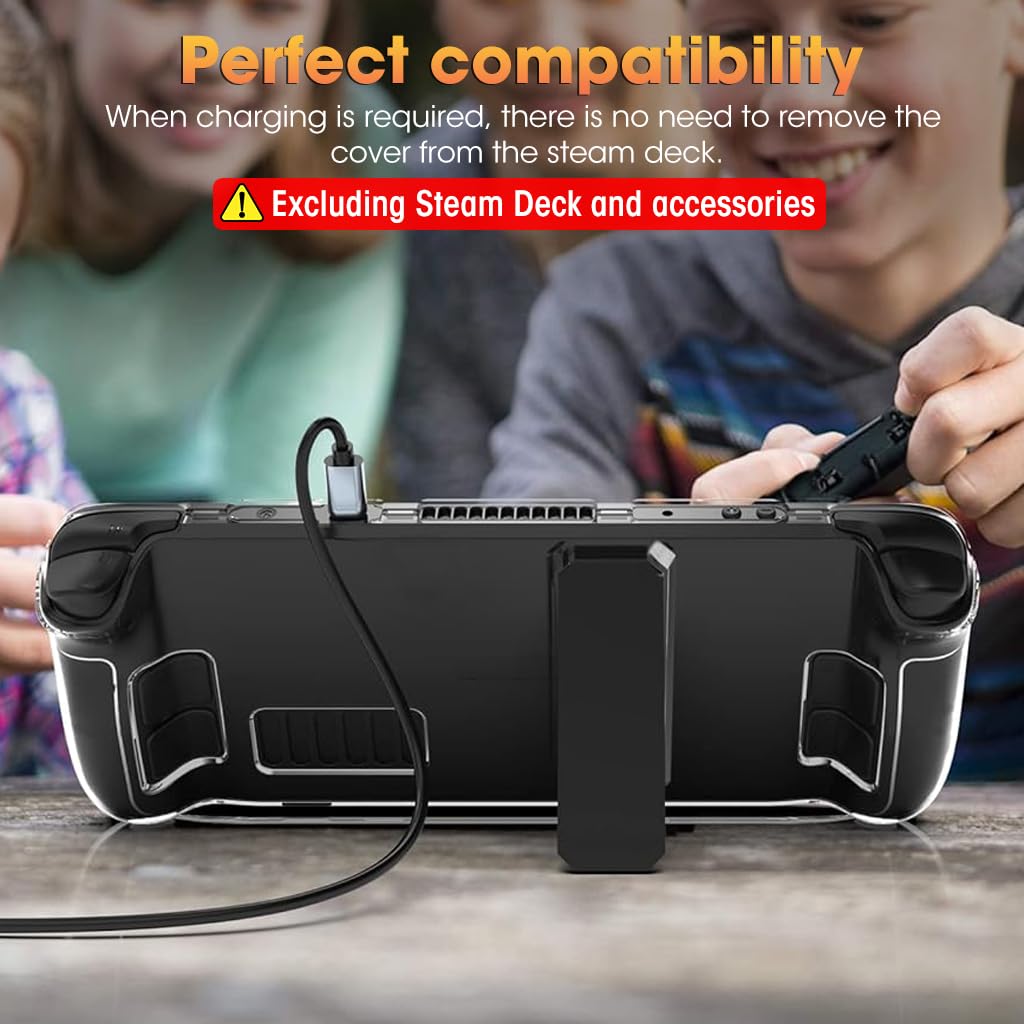 Zeitel Steam Deck Protective Case with Ergonomic Kickstand and Transparent PC Cover | Full Anti‑Scratch Protection