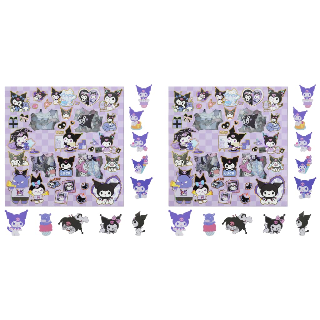 HASTHIP® Kuromi Sticker Gift Set 200PCS Kuromi Melody Stickers Cute Decals Assorted Kawaii Gifts for Kids Teens Girls Adults Ideal DIY Decor Sanrio Fans