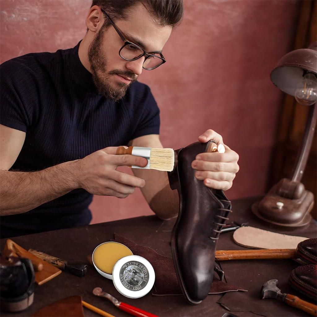 HASTHIP Leather Polish Paste 60g for Furniture and Car Interiors with Brush | Dual-Action Cleaning and Conditioning