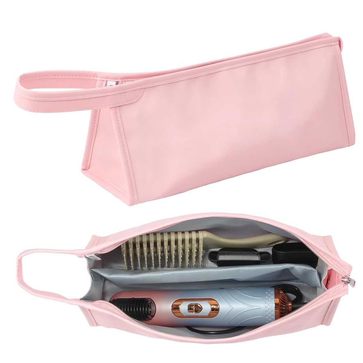 MAYCREATE® PU Leather Travel Case for Airwrap Styler Supersonic Hair Dryer, Waterproof Anti-Scratch Dustproof Shockproof Protection Portable Storage Bag Travel Gift Case, Pink