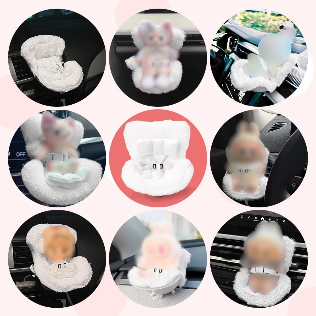 PATPAT Car Ornament for Air Vent with Built‑in Safe Belt and Plush Seat for 4‑inch Doll | Cute Car Charm Gift