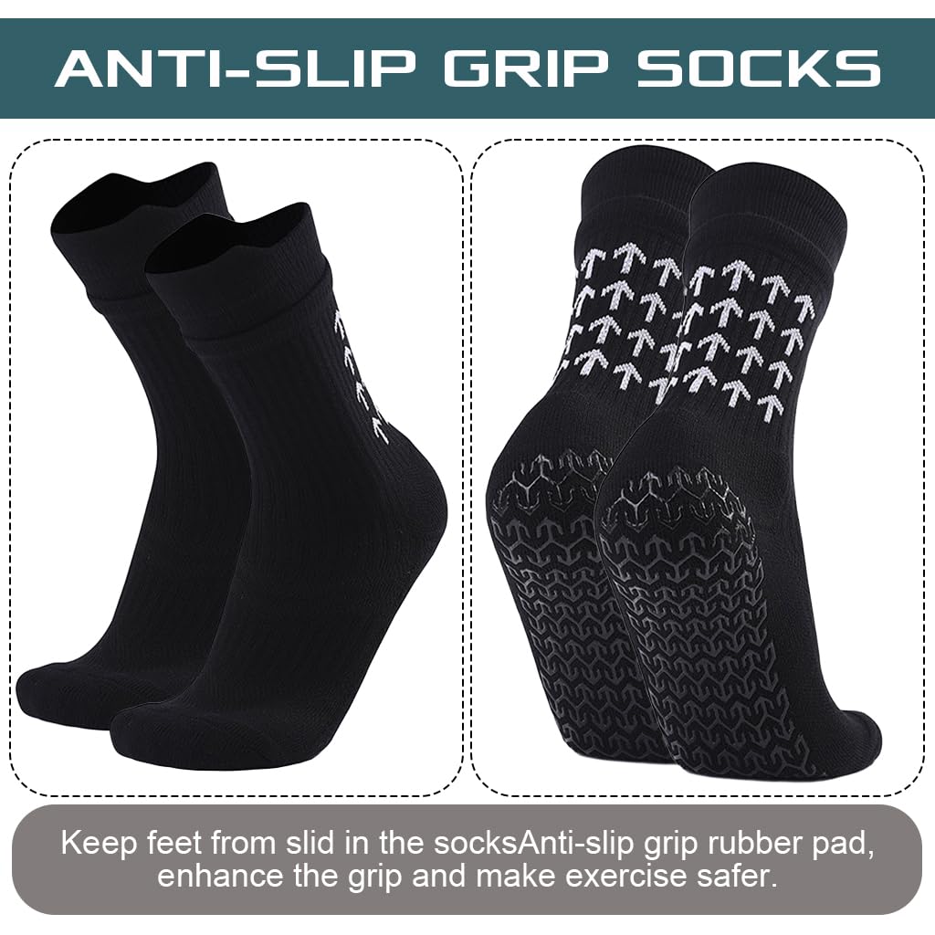 PROBEROS Football Socks for Soccer and Running featuring Rubber Anti Slip Grip and Compression Support