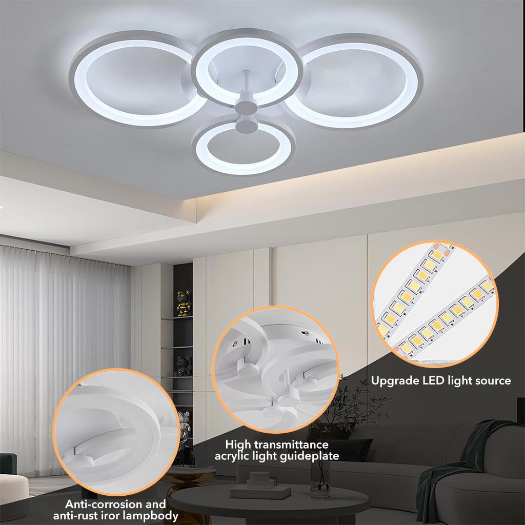 ELEPHANTBOAT LED Ceiling Light for Living Room with Remote Control featuring 36W Dimmable 3-Color 2800–6000K Illumination