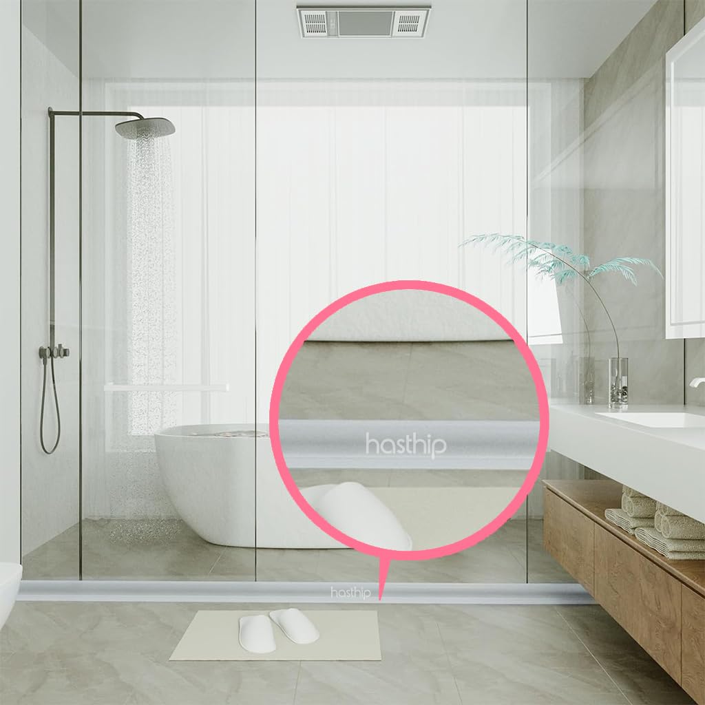 HASTHIP Shower Threshold Water Dam Guard 59 in for Bathroom and Kitchen featuring Self Adhesive Silicone Barrier | Flexible TPE Strip Prevents Water Leaks