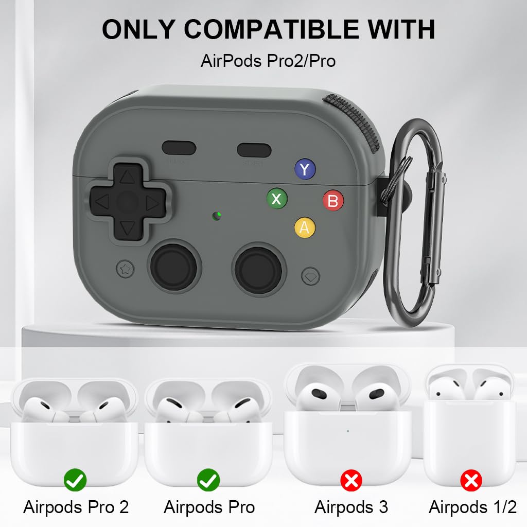 ZORBES Case for AirPods Pro 2 with Reinforced Corners and Metal Carabiner | TPU PC Shell