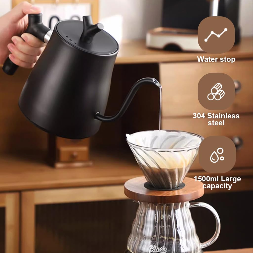 Supvox Pour Over Coffee Kettle for Coffee and Tea with 1.5L Triple Layer Base | 304 Stainless Steel Gooseneck Design