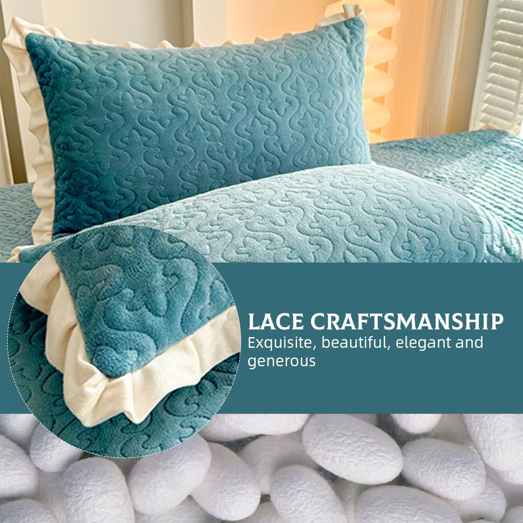 HASTHIP Velvet Pillow Covers for Sofa and Bed 18 x 29 in with Crinkle Edge Design Pack of 2 Blue