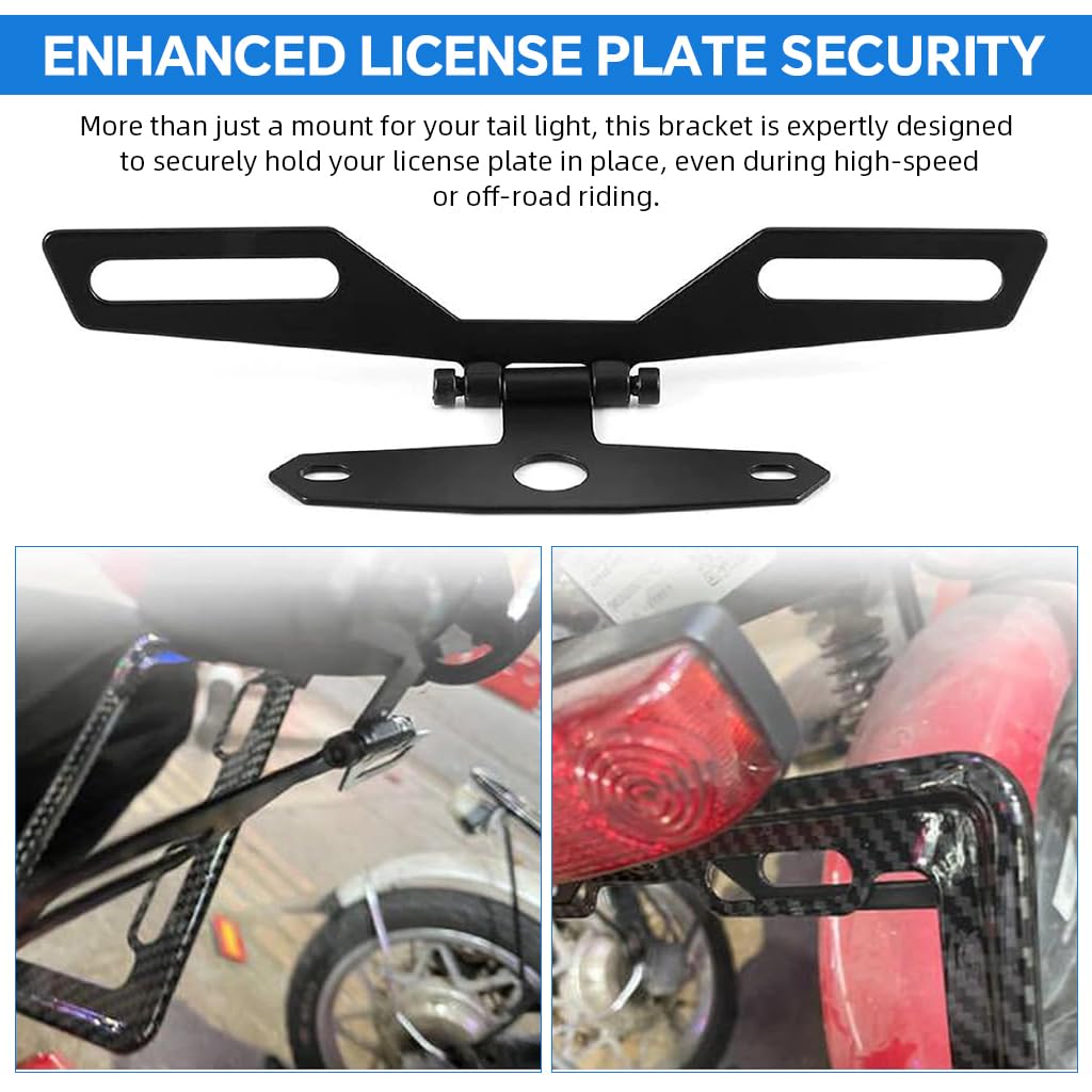 STHIRA Folding Motorcycle Tail Light Mount Bracket for Rear Fender Use | Adjustable License Plate Holder