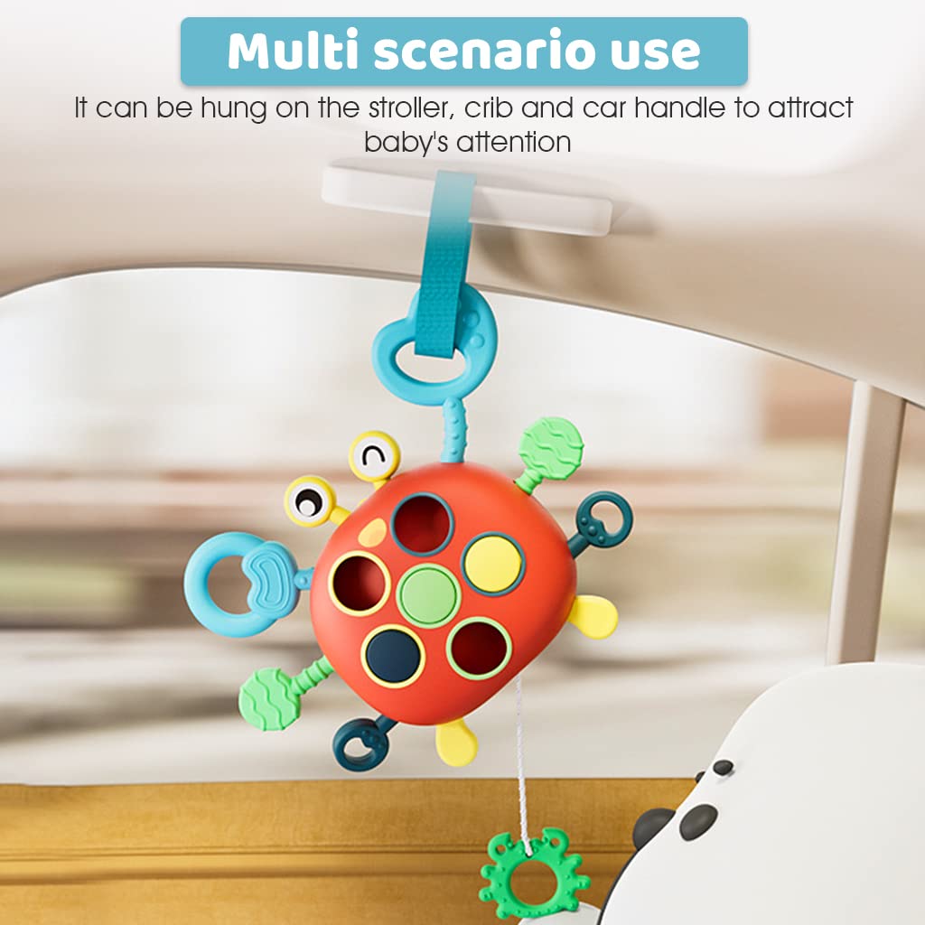 ZIBUYU Crab Pull String Sensory Toy for 6–18 Months featuring Food‑Grade Silicone | Montessori Baby Gift