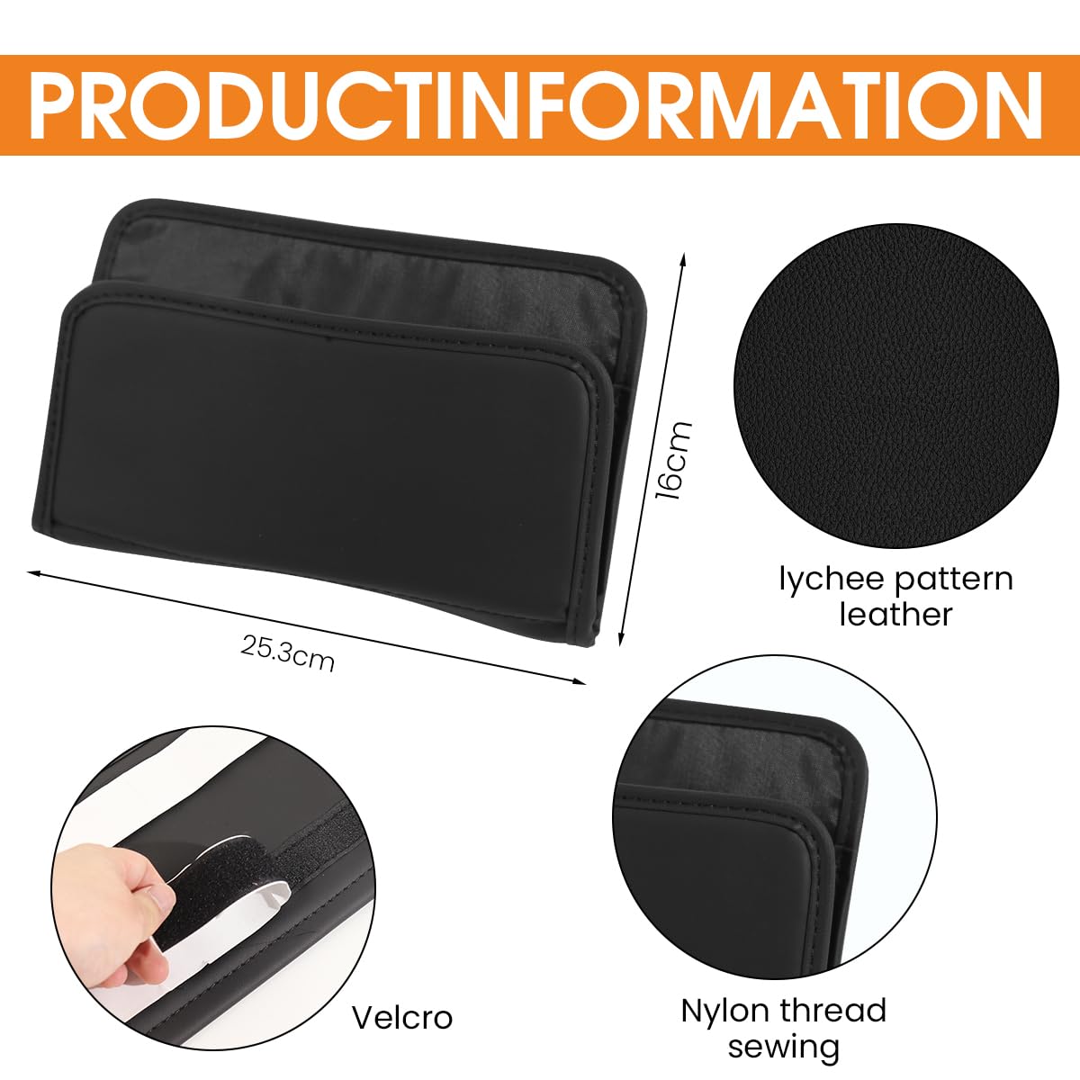 STHIRA Car Storage Organizer for Seat Side with Self Adhesive Design and PU Leather Finish