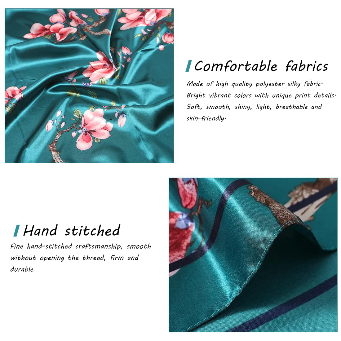 PALAY Head Scarf for Women featuring 35in Square Design with Green Print Satin Feel | 2PCS