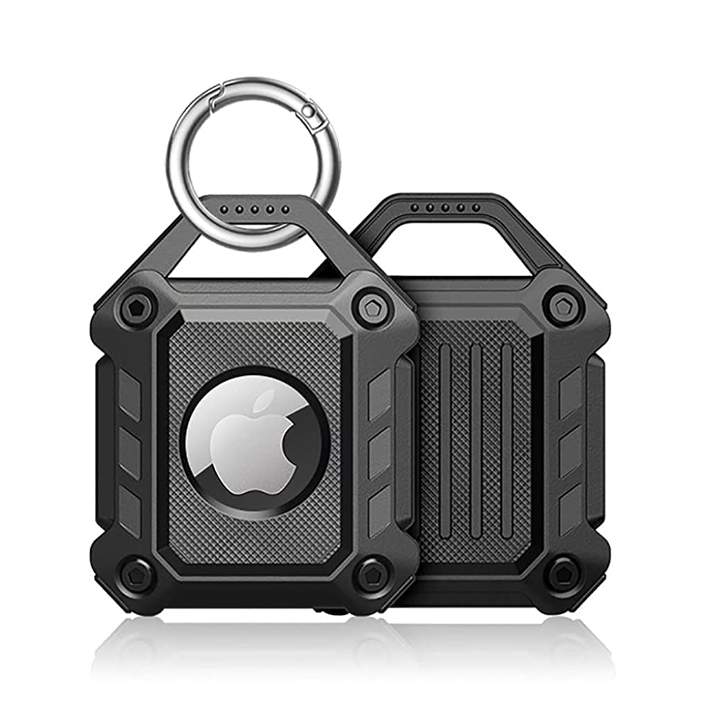 ZIBUYU® AirTag Case TPU AirTags Protective Case AirTag Holder Apple AirTags Case on Keychain Waterproof Apple AirTag Case with Keychain Hole (Black)