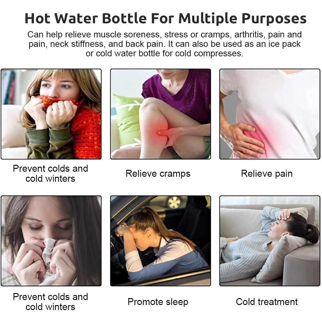 HANNEA Cinnamoroll Hot Water Bag for Period Pain Relief with 1000ml PVC Body and Screw Cap | Plush Cover for Warmth and Comfort