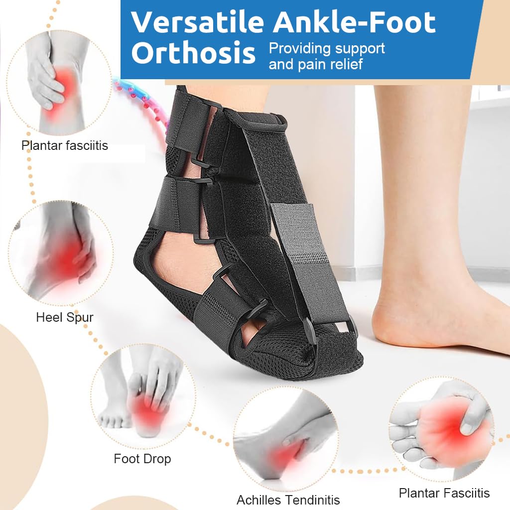 HANNEA Plantar Fasciitis Night Splint Sock for Foot Drop and Achilles Tendonitis | Unisex Adjustable Brace for Heel Spur Pain Relief