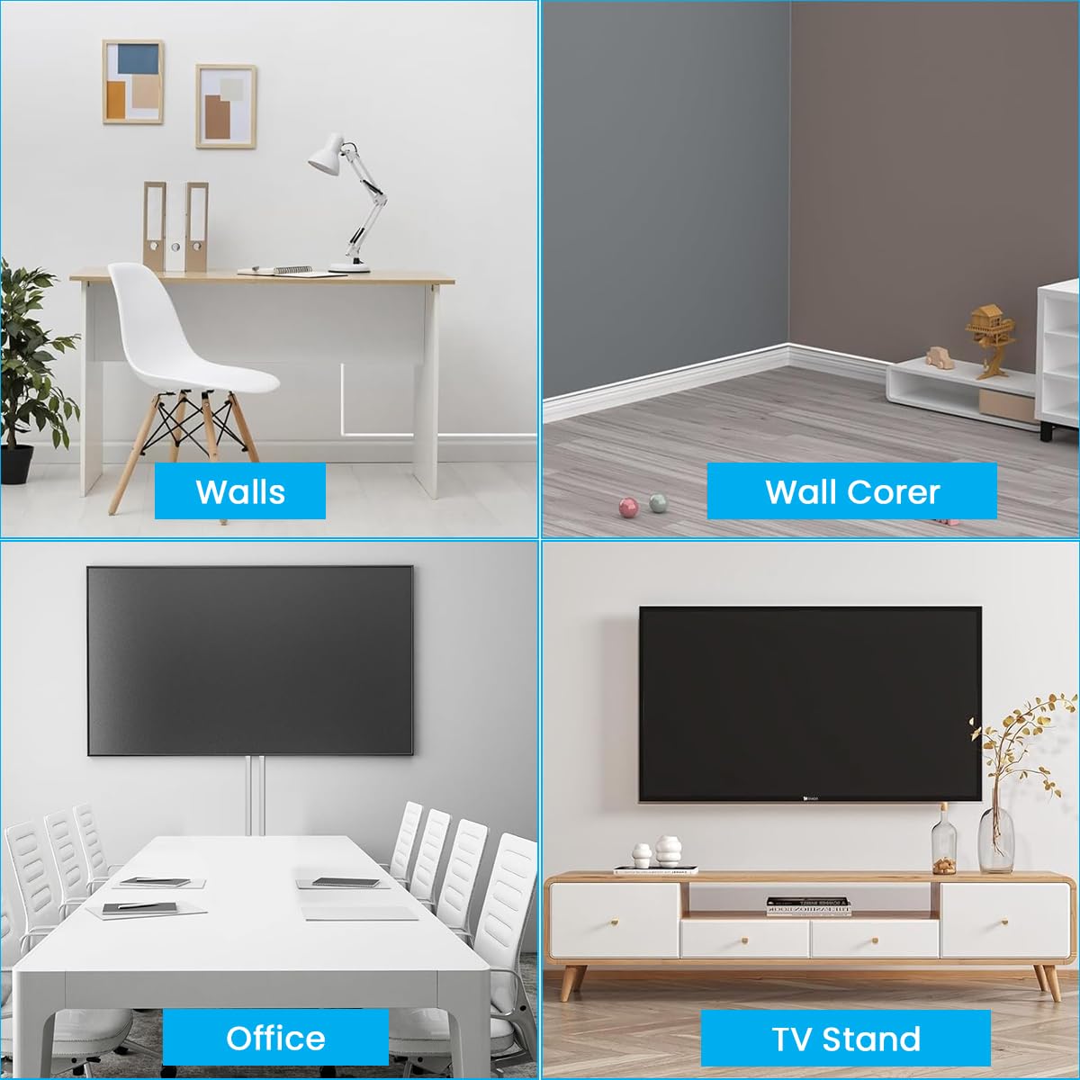 Serplex Cord Hider for Home and Office with 2 x 6.6ft Cuttable Self-Adhesive PVC Cover | Tangle-Free Cable Organizer