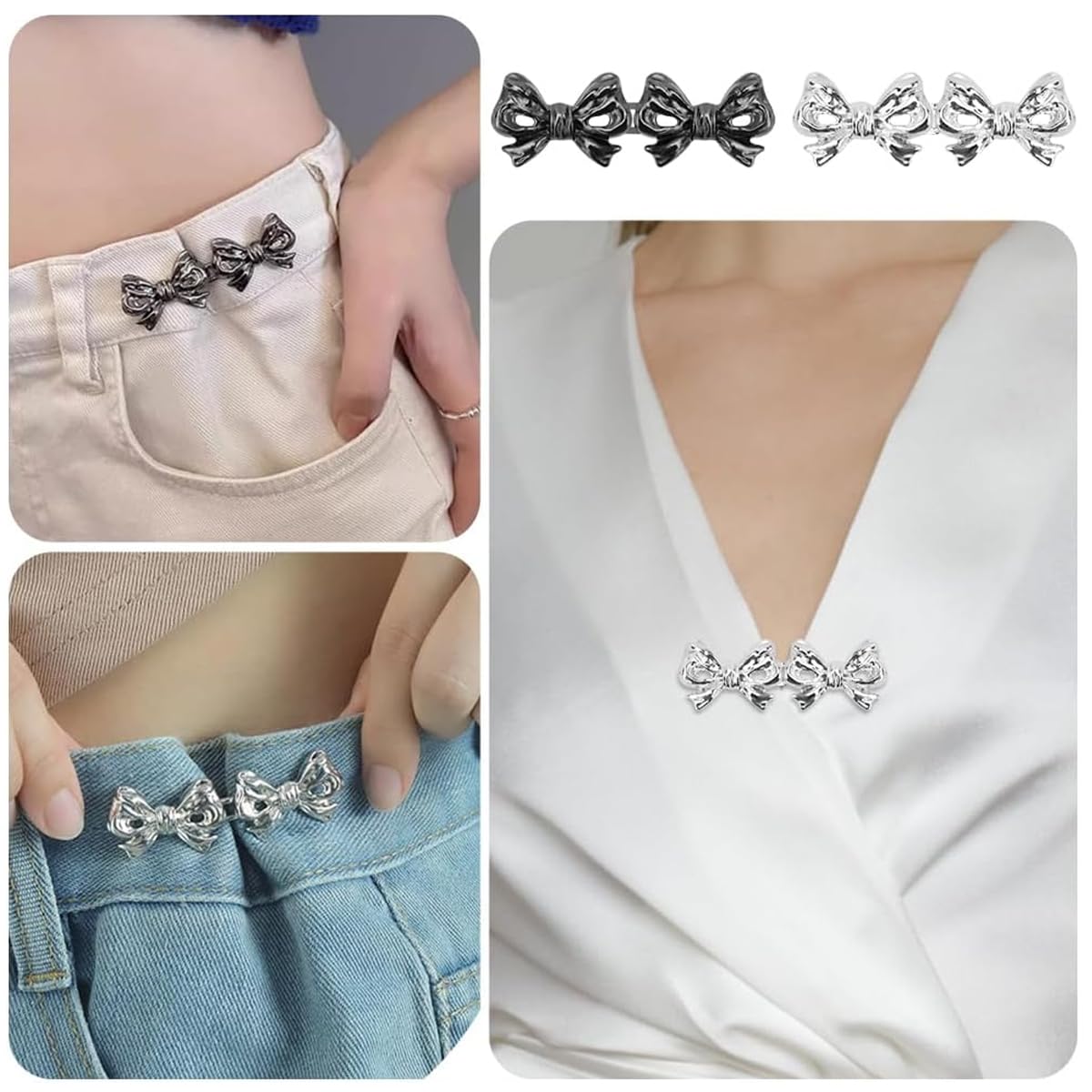 SANNIDHI Adjustable Waist Buckle for Pants featuring Detachable Jean Button Pins 4 Pairs