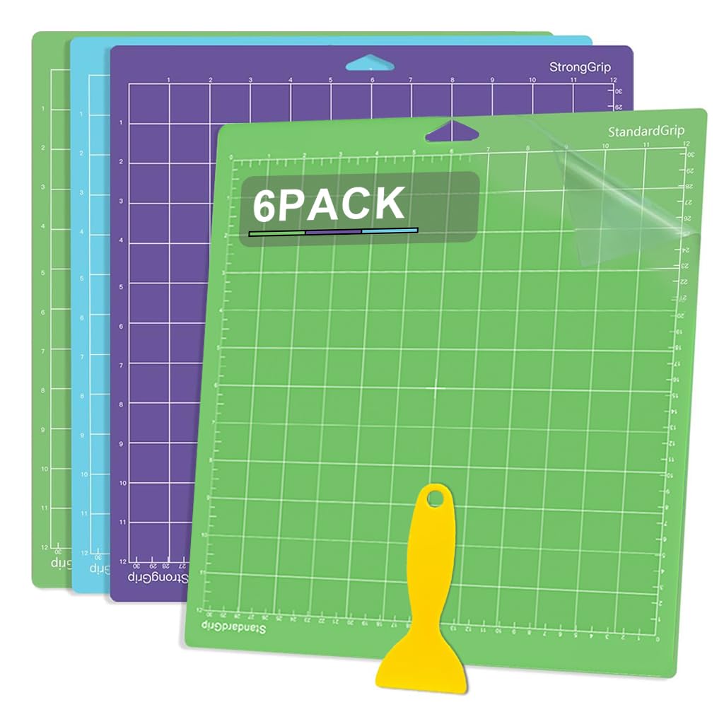Serplex Ecraft Cutting Mats for Cricut 12x12 inch Set of 6 with Multi Color Design | Fits Explore Air 2 and Maker
