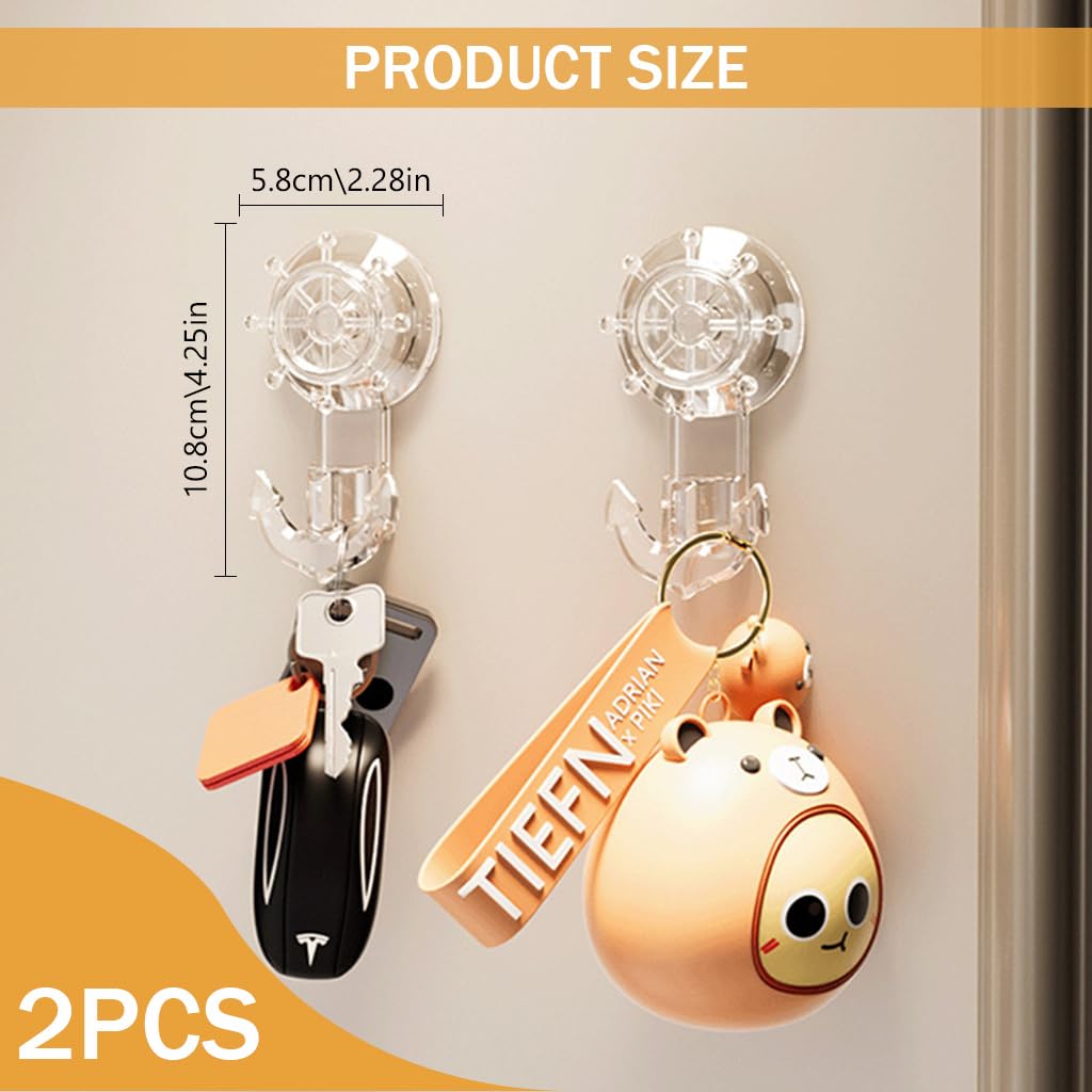 HASTHIP® 2pcs Plastic Suction Cup Hooks, Sailing Sucker Hooks Rotatable Hat Coat Holder Towel Hanger Wreath Hangers for Shower Door Kitchen Bathroom Hanger Hooks